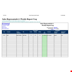 Sales Representative Weekly Report example document template