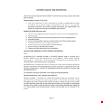 Junior System Analyst Job Description example document template