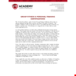Group Fitness Training Certificate example document template