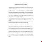 Condolence Speech example document template 