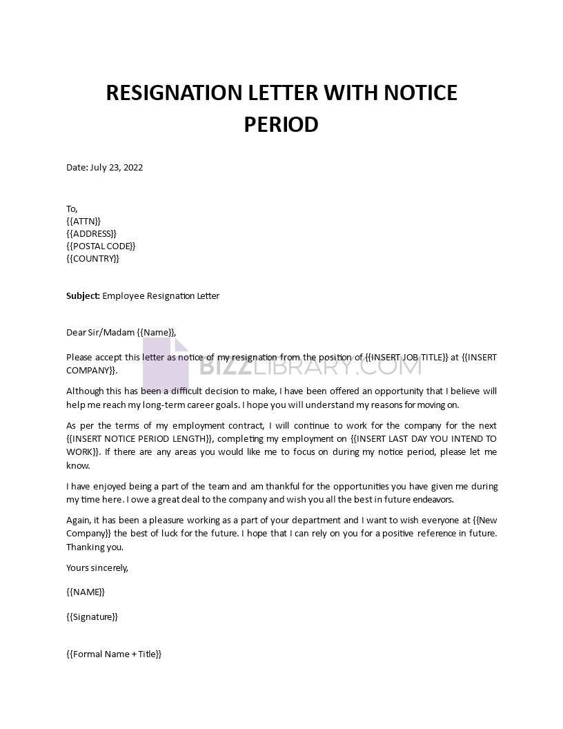 resignation letter with notice period Main Image resignation letter with notice period