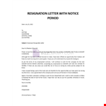 Resignation Letter with Notice Period example document template