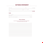 Insurance Witness Statement example document template 