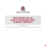 Brock University Quality Council Audit Report - University Program Review example document template