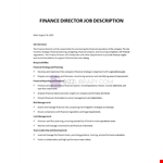 Finance Director Job Description example document template