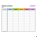 Weekly Work Schedule Template example document template