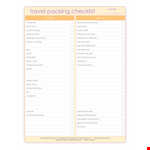 Organized Packing List Template for Clothing & Shoes example document template