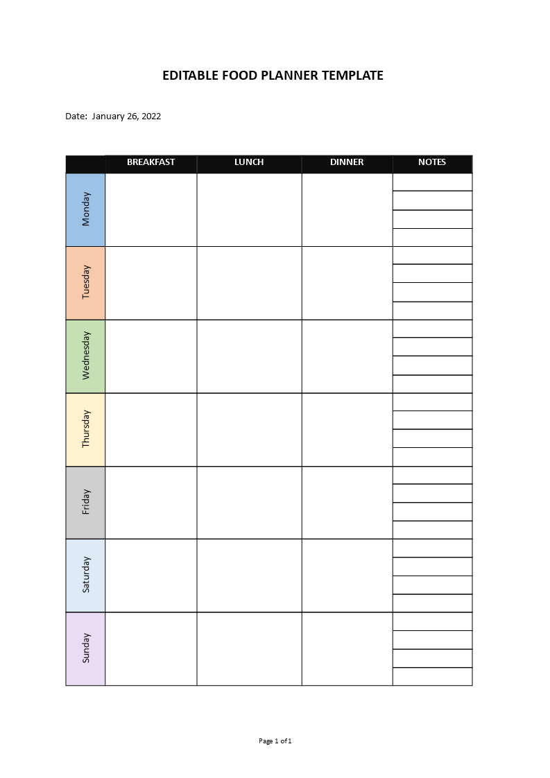 meal planner template