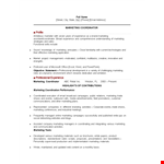 Marketing Event Coordinator Resume example document template