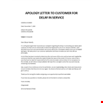 Sample apology letter to customer for delay in delivery example document template