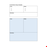 Efficient Cornell Notes Template for Effective Note-Taking | Cornell example document template
