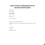 Reply Letter to Condolence on Beloved Fathers death example document template 