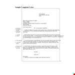 Sample Simple Complaint Letter Template example document template