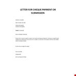 Bank Letter for Cheque Payment and Submission example document template