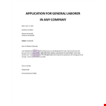 Application for a General Laborer in Any Company example document template