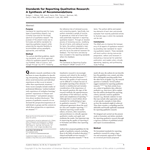 Qualitative Research Report - Standards for Reporting example document template