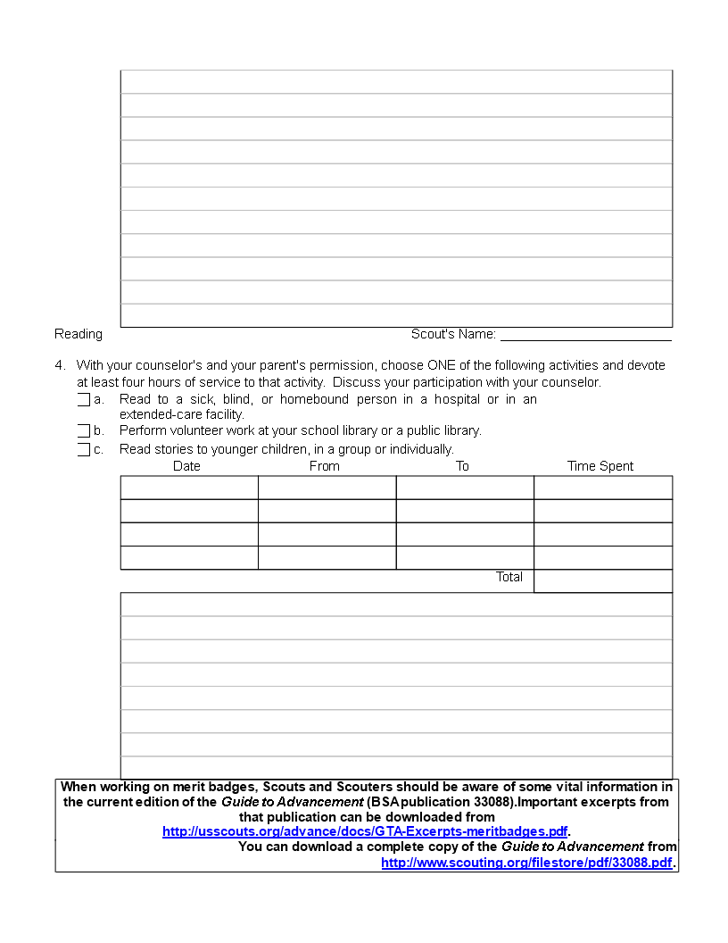 reading workbook template example