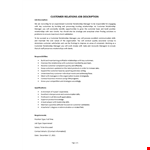 Customer Relations Job Description example document template