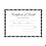 Editable Death Certificate Template | Customizable Designs example document template