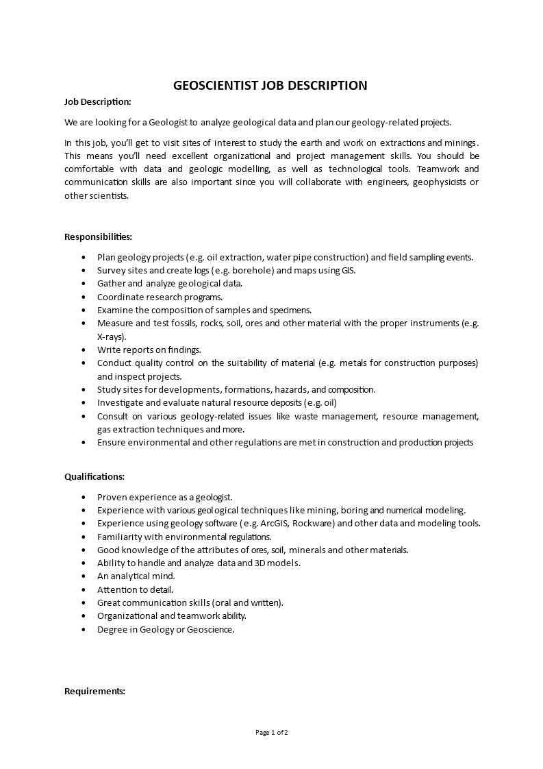 geoscientist job description