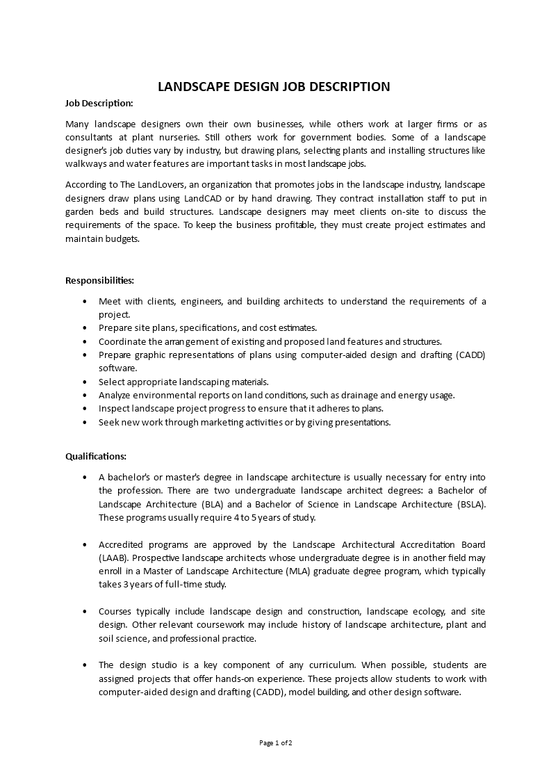 landscape designer job description Main Image landscape designer job description