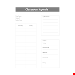 Classroom Agenda Examples example document template