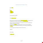 Resignation Acceptance Letter Sample  example document template