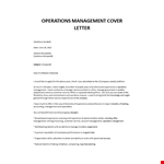 Operations Management Cover Letter example document template