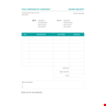 Work Receipt example document template