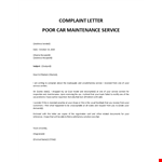 Bad Car Service Complaint letter example document template