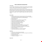 Retail Supervisor Job Description  example document template
