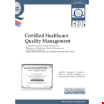 Healthcare Quality Management Certificate example document template