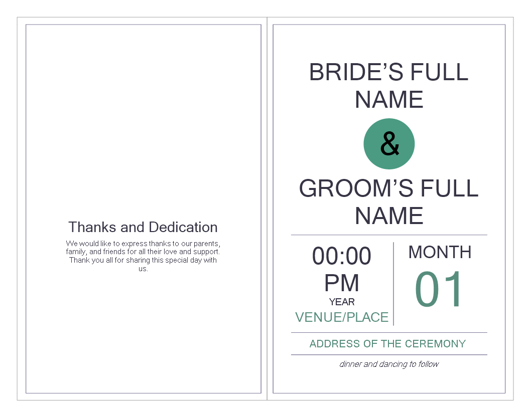 wedding program examples example