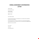 Verbal confirmation letter example document template