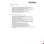 Corporate Finance Manager Job Description example document template