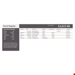 Easy Checkbook Register for School with Balances, Categories, Checks and Deposits example document template
