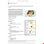 Preschool Meal Plan Template example document template