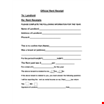 Rent Receipt Template for Landlords & Tenants example document template