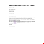 Employment rejection letter sample example document template