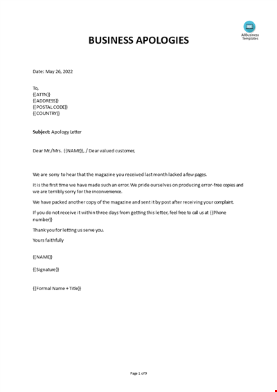 Apology letter