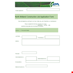 Construction Employee Application Form - Please Section: Dates example document template