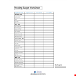 Create a Wedding Budget Spreadsheet to Plan Your Big Day example document template