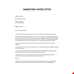 Marketing cover letter example example document template