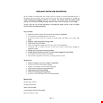 Freelance Editor Job Description example document template