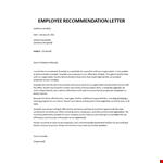 Recommendation letter from an employer example document template