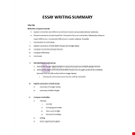 Essay Writing Summary example document template 