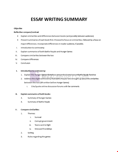 Essay Writing Summary
