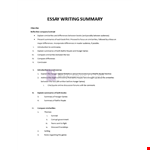 Essay Writing Summary example document template