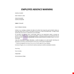 Employee Absence Warning example document template