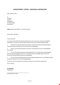 Principal Contractor Appointment Letter